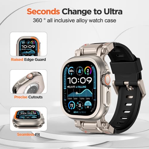 Image of 2 in 1 Metal Rugged Case Compatible with Apple Watch Series 11 10 46mm Shockproof Protect Bumper case with Back Cover Full Protection (Black,46mm)