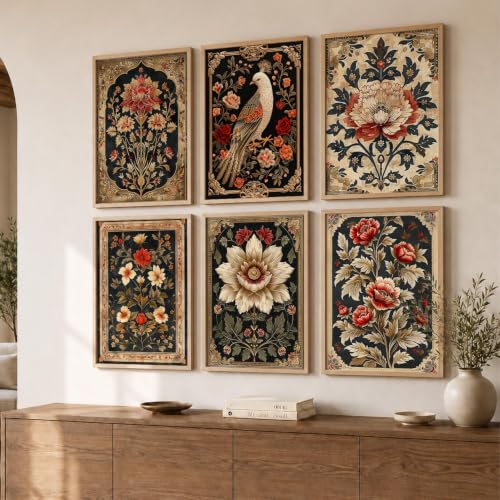 Image of kotart - Traditional Wall Art Paintings For Wall Decor | Madhubani Wall Poster With Frames | Wall Hanging Frames Set of 6 (19X25 INCH, A)