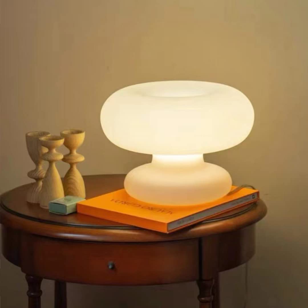 DUNMW Creative Glass Table Lamp Simple Light Luxury Bedside Lamp Atmosphere Table Light Desk Lampshade for Bedroom, Living Room, Home Decoration, 3 Lighting
