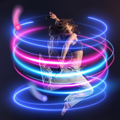 3 Stück LED Poi Bälle Set, Poi Ball LED Glow Poi Kugeln mit Regenbogen Farben und Strobe-Effekt, LEDPOI Jonglierbälle mit verstellbaren Doppelschlaufen-Leinen Spielzeug für Anfänger und Profis