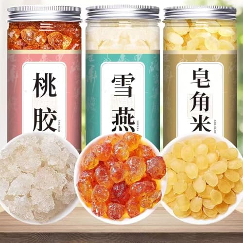 雪燕 p角米 天然 セレクションの品質 おいしい味 不純物を含まないクリーンな状態 サポナリア スノースワロー ナチュラルワイルド250g/缶 代餐 朝食 方便小吃 デザート無添加無農薬 (桃?250g+p角米250g)