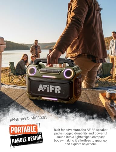 Image of Outdoor Bluetooth Speaker 160W: IP67 Waterproof, 24H, TWS | Rugged portable speaker with deep bass, LED lights, TWS pairing for parties, beach, travel, camping, garage
