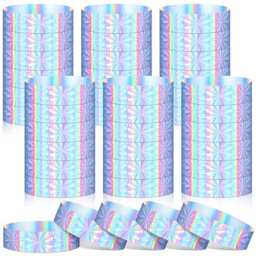 Glenmal 500 Pcs Holographic Plastic Party Wristbands Waterproof Event Neon Bracelets Wrist Bands Arm Bands for Water Parks Concerts Festivals Conferences Concerts(Fresh Style)