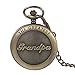 Montre de poche à quartz avec gravure « The greatest Grandpa » style gothique steampunk en acier inoxydable avec chaîne Bronze