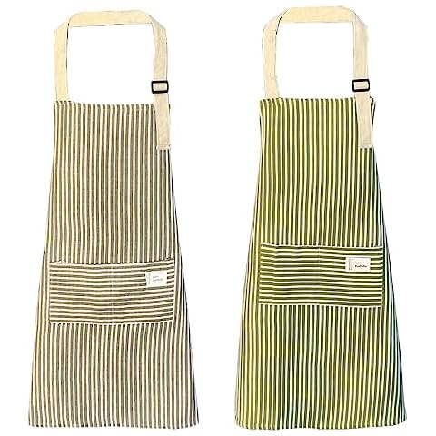 qipuneky Set of 2 Women's Cotton Aprons Cover