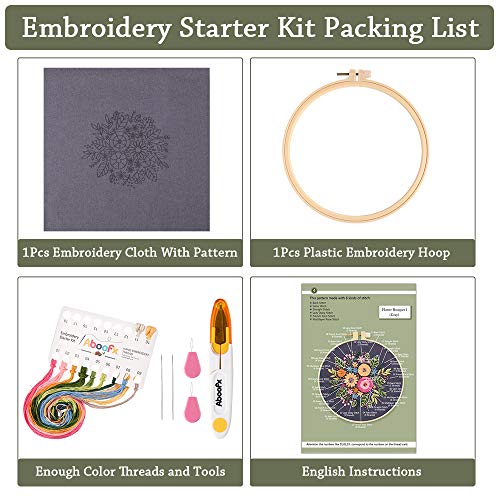 Aboofx Beginner Embroidery Kit, Cross Stitch Kit with Pattern and Instructions