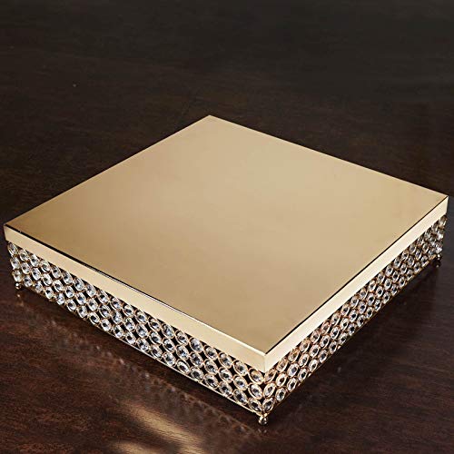 Efavormart 16 Bejeweled Gold Square Crystal Beaded Stainless Steel Chandelier Wedding Birthday Party Dessert Cake Display Stand