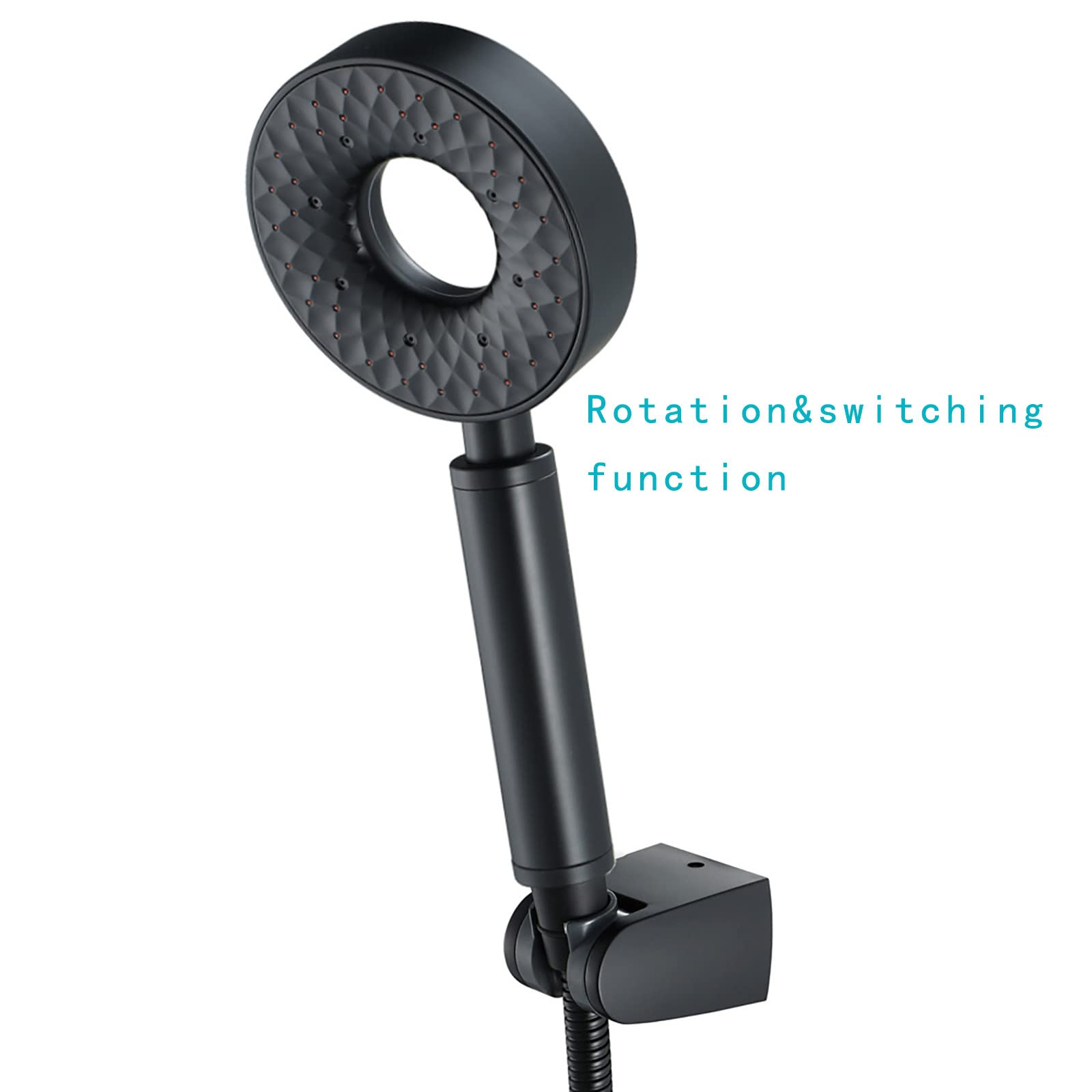 Alcachofa Ducha Alta Presión 3 Modos, ABS Antical Alcachofa de Ducha de Mano con Manguera 1.5M, Soporte, G1/2 Ajuste Universal Negro Mate Duchas de Baño Alcachofa, Fácil de Instalar