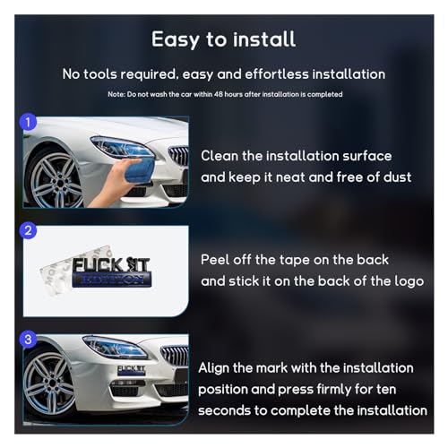 Image of Dickno Fuck It Edition Emblem for Car, Auto Fender Bumper Decoration Stickers, Vehicle 3D Side Fender Rear Trunk Decal Badge, Universal Exterior Accessories for Car Truck SUV (Black & Blue)