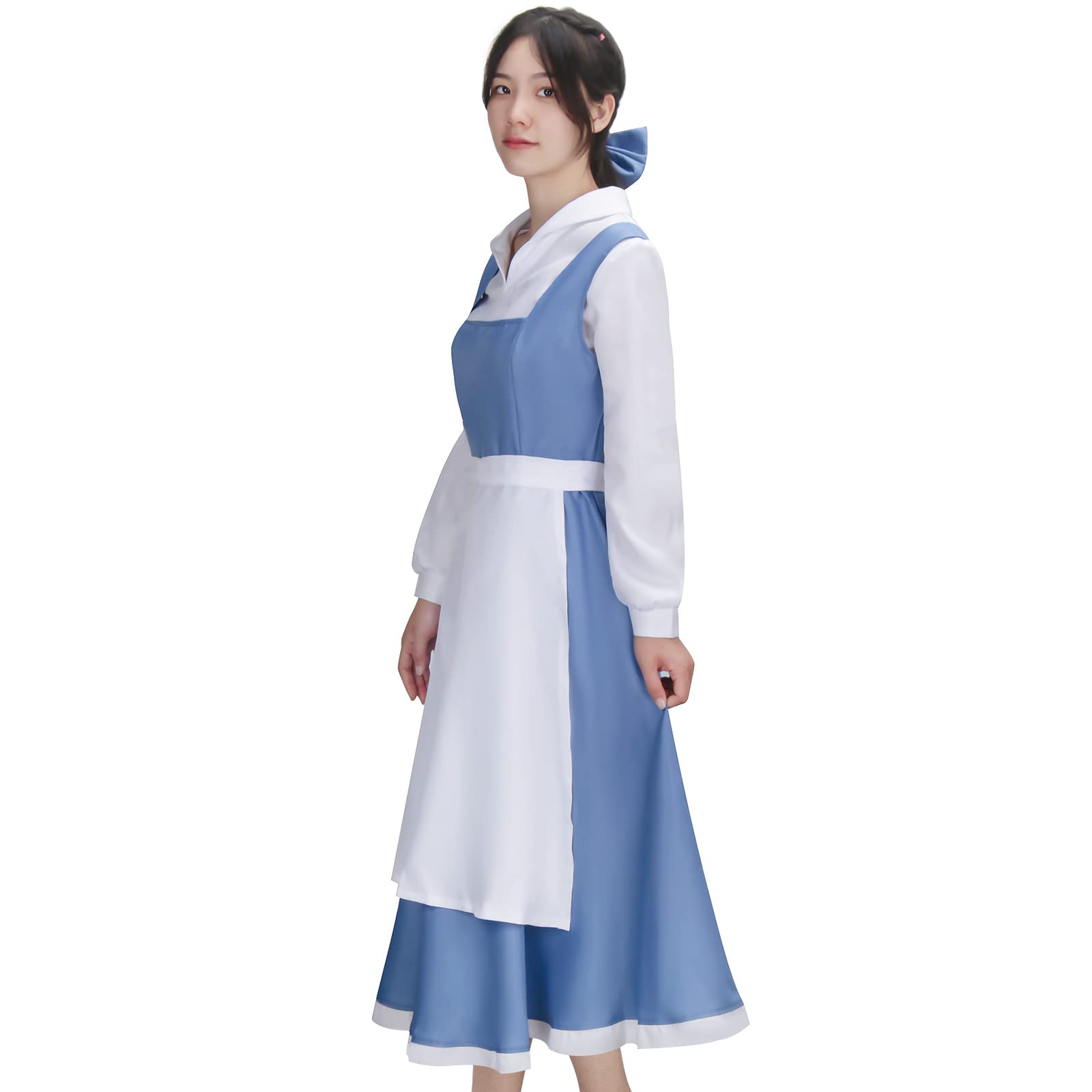 LIKUNGOU Beauty Belle Costume Maid Blue Dress Women Girls Outfit with Bow Halloween Cosplay Party Suit Accessories (Medium) - Image 3