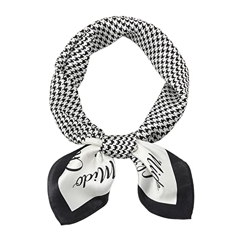 RIIQIICHY 100% Mulberry Silk Scarf Head Scarf for Women Hair Scarf for Sleeping Hair Wrapping at Night Square Neck Scarves 21"-black-houndstooth