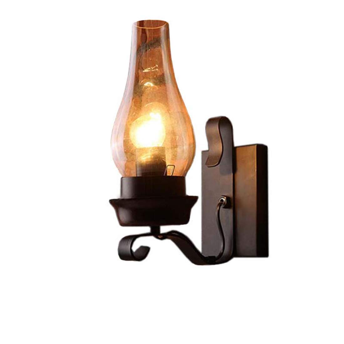 MESOVFCA Industrial Vintage Wall Sconce - Retro Metal & Glass Cage Lighting Fixture for Home, Club, Restaurant, and Porch (Adjustable Angle, Black)(Black1)