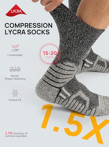 TRENDOUX Compression Running Socks for Women: Men Athletic Cushioned Crew Socks Size 3-14 Breathable Moisture Wicking 3Pairs3