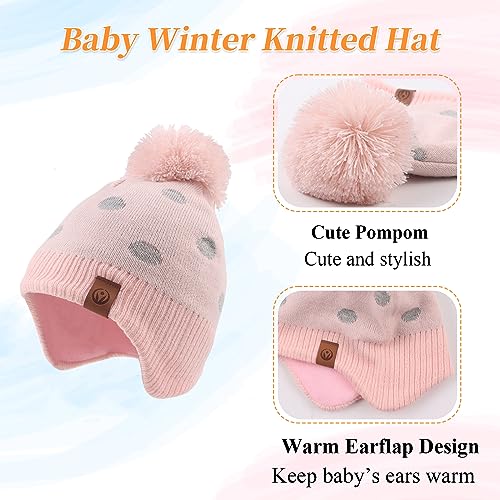 Kids Winter Hat Knit Baby Girl Hats Warm Toddler Beanies for Boys with Pompom2
