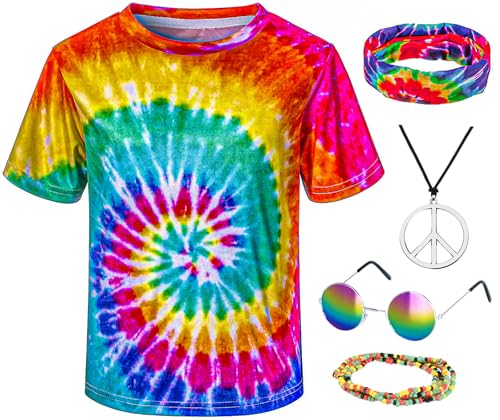 Disfraz Hippie Infantil 60s 70s 5 Piezas para Niños miniatura 1
