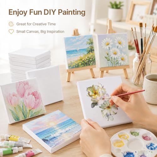 Miniatura 5 de Jmiatry 20 Piezas Lienzos 10 X 10 Cm, Lienzos Para Pintar, Lienzos Preestirados, Lienzos Para Pintar Pintura Al Óleo, Acrílica, Artistas, Principiantes
