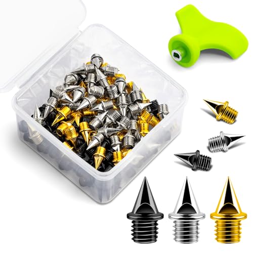 Image of 1 /4 Inch Track Spikes, 100 Pieces Steel Track Shoe Spikes Replacements and Spike Wrench for Sports Running Track Shoes
