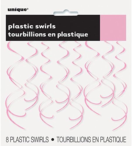 Unique Party 63283 - 66cm Plastic Hanging Swirl Gold Party Decorations, Pack of 8