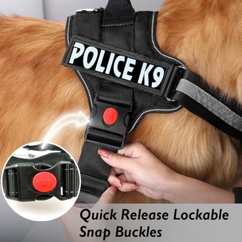 Image of Berlin's PET ACCESSORIES Police K9 Dog Harness with Leash, Dog Vest with Handle, Reflective Adjustable No-Pull Harness for Dogs Heavy Duty Nylon, for Training, Patrol, Hiking (Black, Small (5-12Kg))