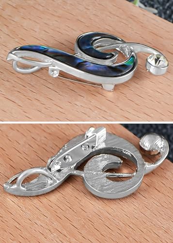 Image of Alilang Silvery Tone Abalone Shell Music Note Brooch Pin & Pendant Simple Accessories for Party Banquet New Years