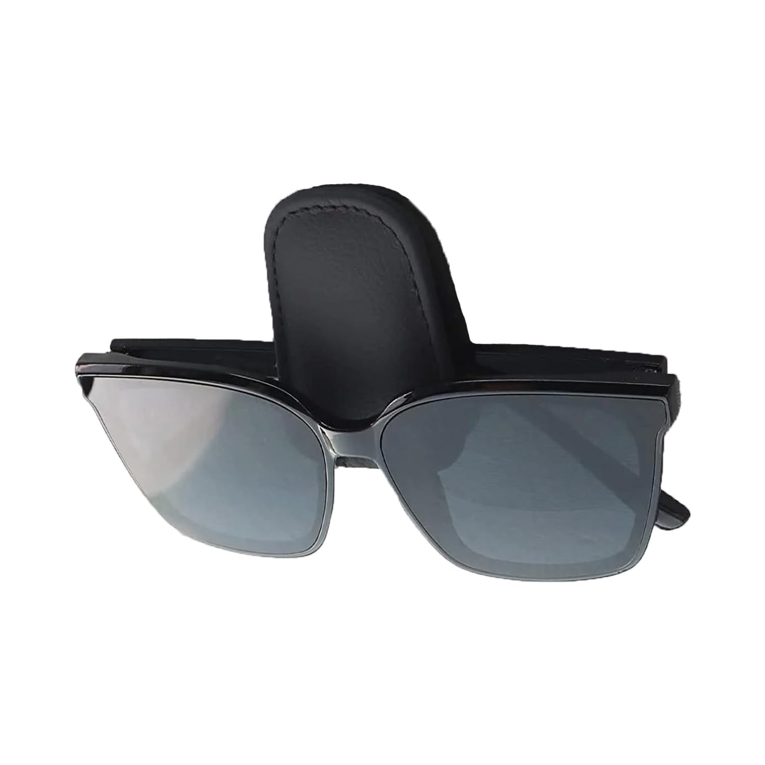 CuoiArte Sunglasses Holder for Car Visor, Car Universal Sunglasses Clip with Magnetic Leather, Shockproof Glasses Holder with Elasticity Easy to Access Classic Black