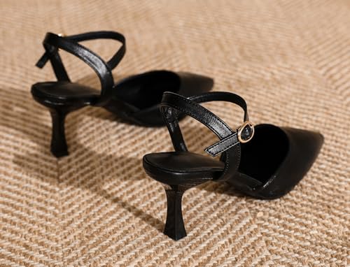 YooPrettyz Womens Closed Toe Ankle Strap Heels Slingback High Heel Dress Shoes Pointed Toe Pumps Shoes3