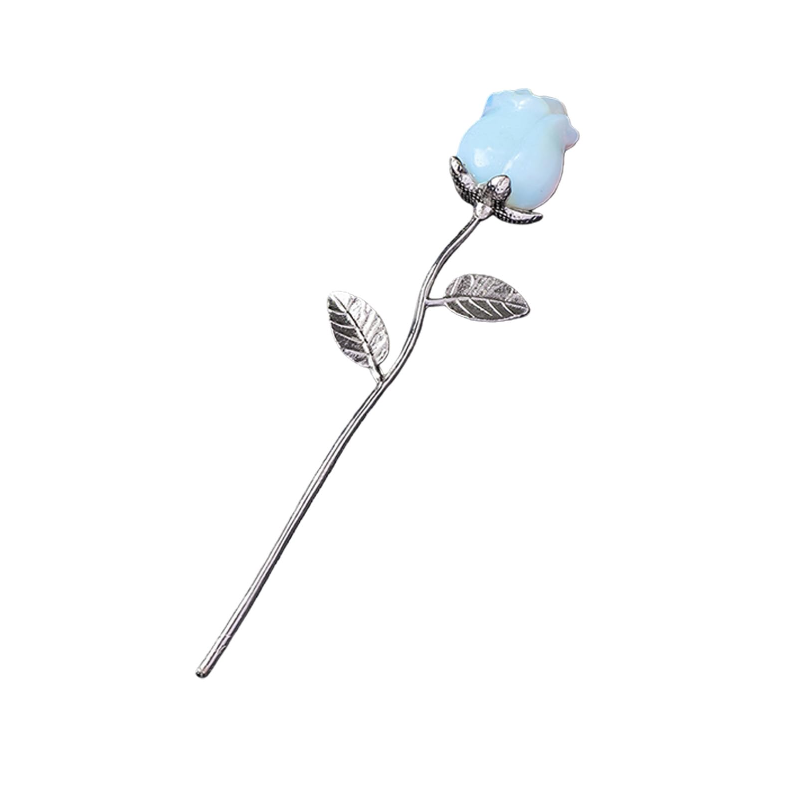 Hsioluted Natural Crystal Carved Rose Handcrafted Arts Piece Feature Detailed Craftsmanship for Sophisticated Homes and Decoration Enhancing Ambiances Simulated Rose