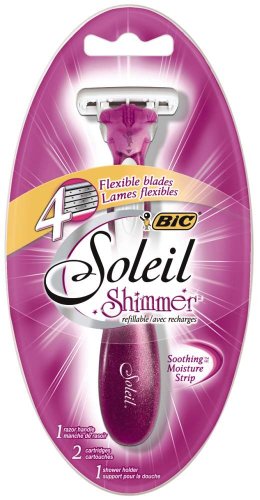 Bic Soleil System Shimmers 4 Blade Refillable, 1 Razor Handle and 2 Cartridges, 0.17-Pound (Pack of 2)