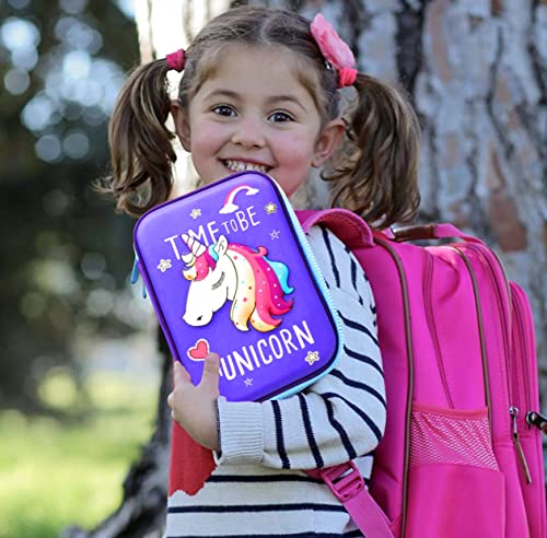 Image of Party Propz Polyester Unicorn Hard Case Pouch, Unicorn Pencil Box Stationery Box Pencil Case Pencil Case For Boys & Girls Pencil Pouch 3D Hardtop Eva Pencil Case, Multicolor