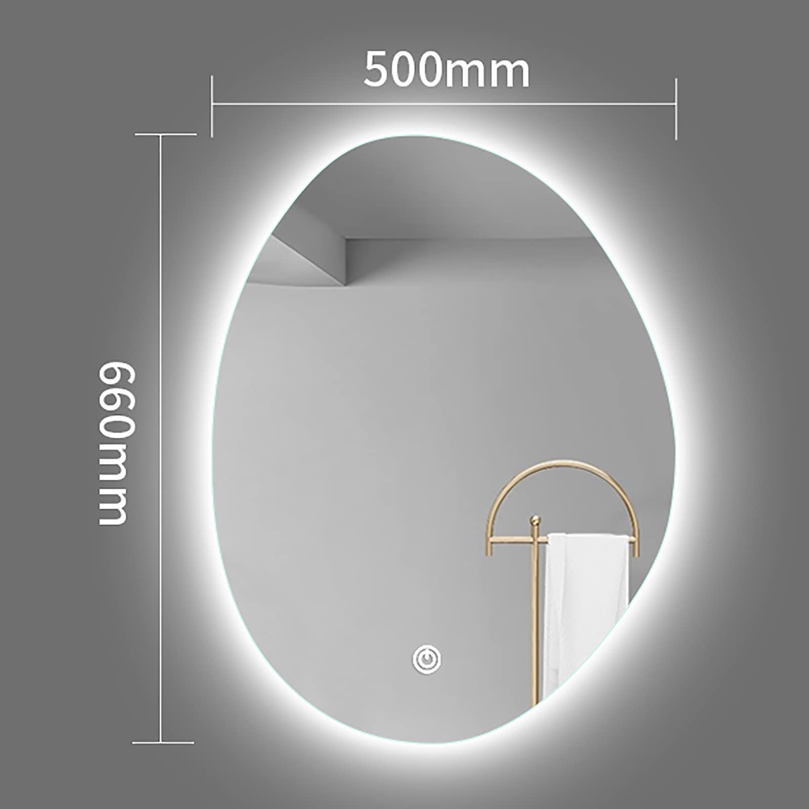 Lustro łazienkowe z akrylu LED z przyciskiem Smart Touch, ściemnialne lustro do makijażu, lustro ścienne podświetlane 3000k-6000k