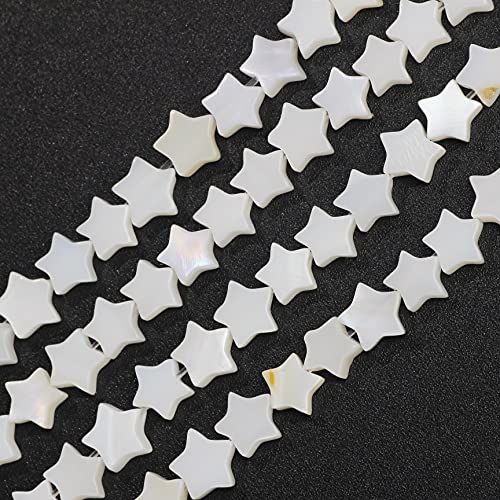 Firstmeet 125Pcs Natural Mother of Pearl Beads Star-Shaped Shellfish Beads for Jewelry Making(DIY-1010-Star/WhiteS)