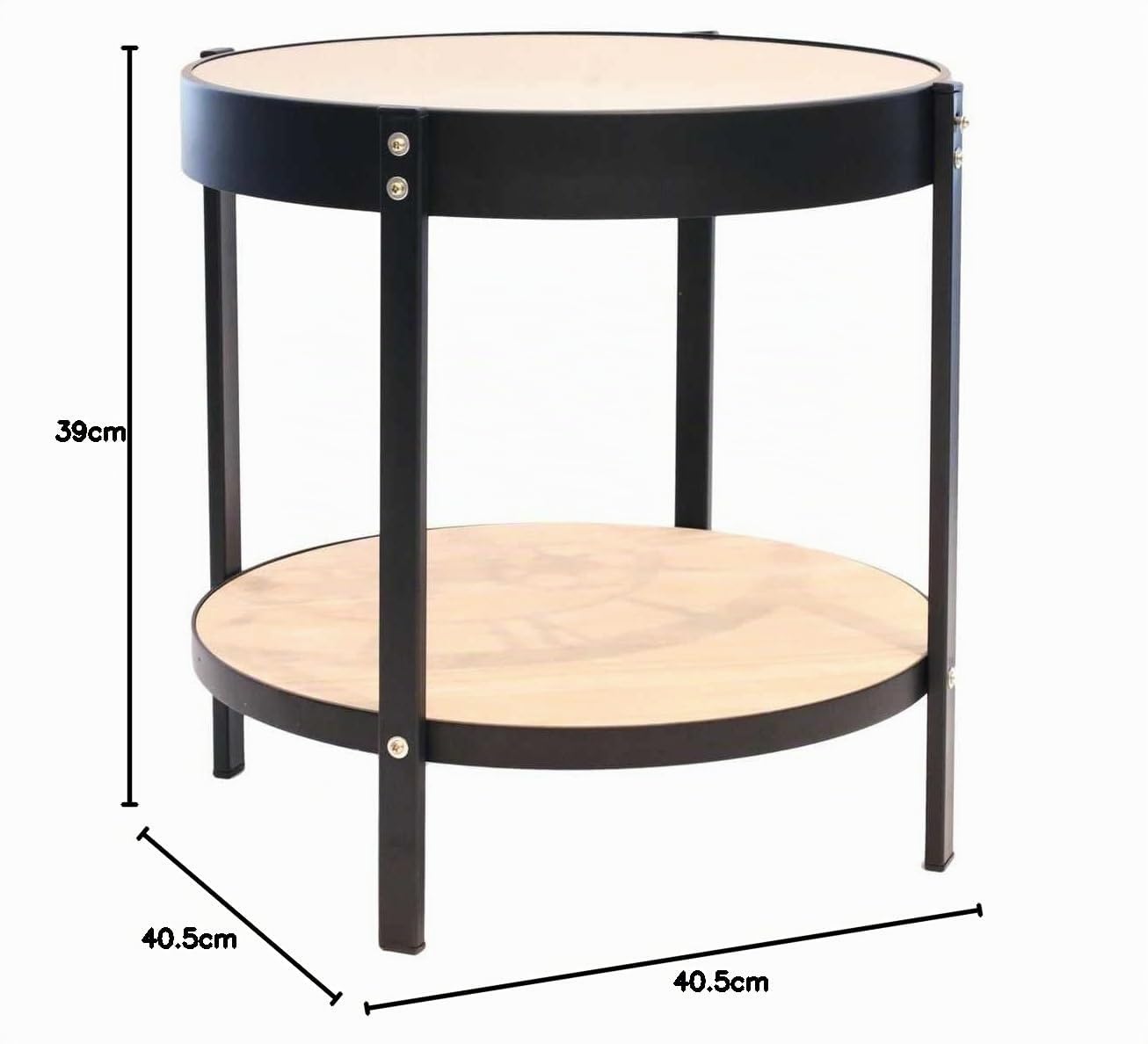 HOME DECO Tavolino, Nero/Trasparente, 40.5 x 40.5 x 39 cm
