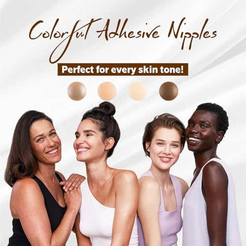 Silicone Nipple Covers - 5 Pairs, Women's Reusable Adhesive Invisible Pasties Nippleless Covers Round4