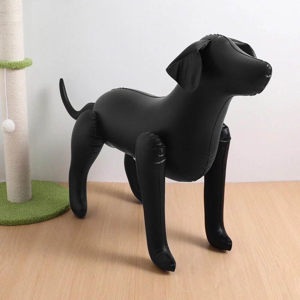 Mannequin de chien gonflable en PVC - 80 x 56 x 29 cm - Pieds pliables pour pose assise/grimpante - Vente au détail et toilettage - Noir