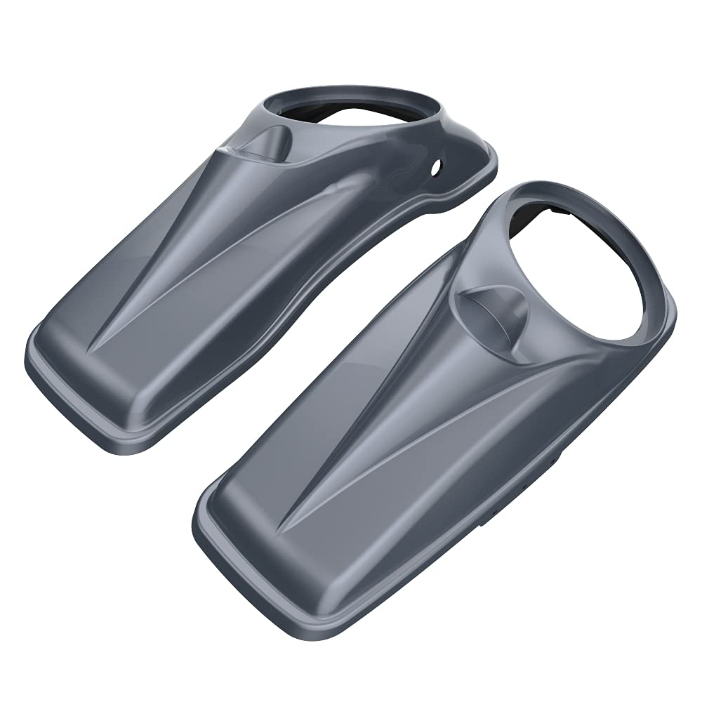Moto Onfire Harley 8'' Saddlebag Speaker Lids Covers Fit for Harley Touring 2014-2023 (Gauntlet Gray Metallic)