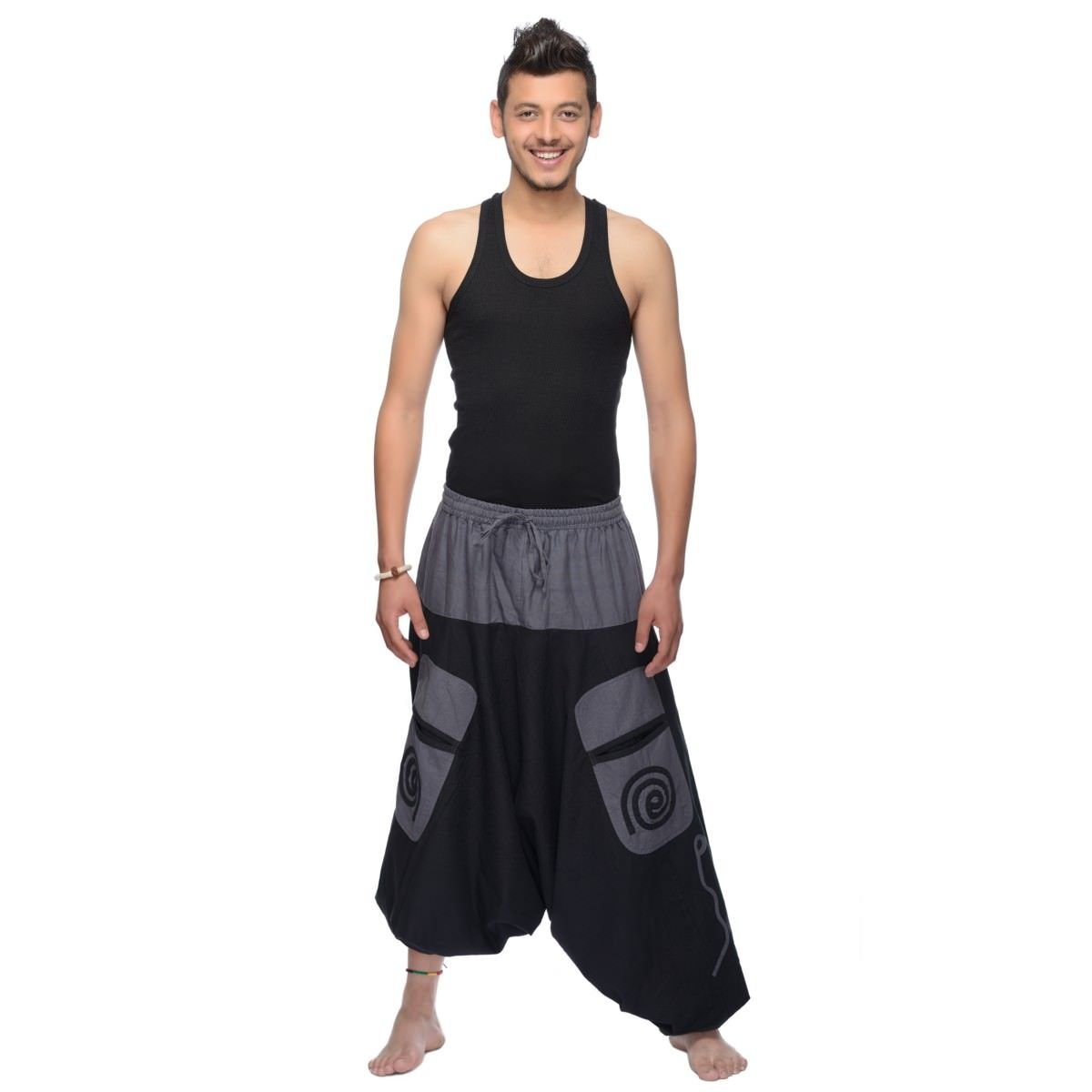 Simandra Haremshose Pumphose Aladinhose Pluderhose Yoga Goa Sarouel Baggy Aladin Freizeithose Herren