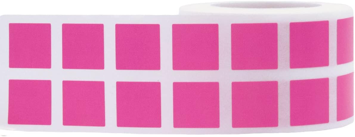 Hot Pink 1/2" Inch Square Adhesive Labels 1,000 Color Coding Dot Stickers for Efficient Inventory Management, Crafting Projects, and Organizational Tasks in Offices, Schools, and Homes