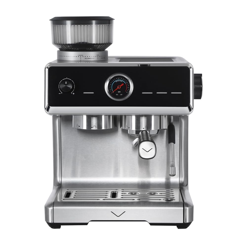 Vestel SESM9090 X Grinding 15000412 - Máquina portafiltros con función de tamping automático, mecanismo de acero inoxidable, recipiente de granos de café, 200 g, 20 bar, 15000 W, acero inoxidable