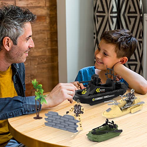 Deao Military Vehicles Toy Set Combat Boat Toy With 2 Army Men Figures,Batter Boat Toy And Other Weapon Gear Equipment Accessories,Great Gift For 3 4 5+ Boys Kids #TOP6