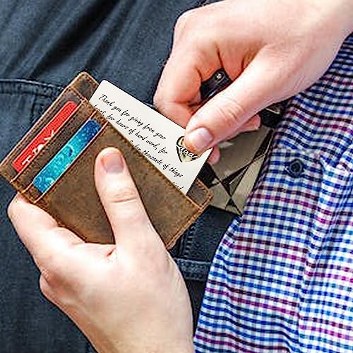 Image of YODOCAMP Thank You Dad Wallet Card Inserts, Engraved Wallet Card for My Dad from Daughter Son, Birthday Father's Day Thanksgiving Christmas Gift