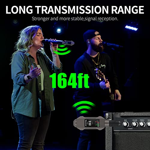 Xtuga C-977 Uhf Wireless Xlr Transmitter And Receiver& Wireless Guitar Transmitter Receiver,Rechargeable Mic Adapter 16 Channels 164Ft Range For Dynamic Microphone,Audio Mixer,Electric Guitar Bass #TOP1