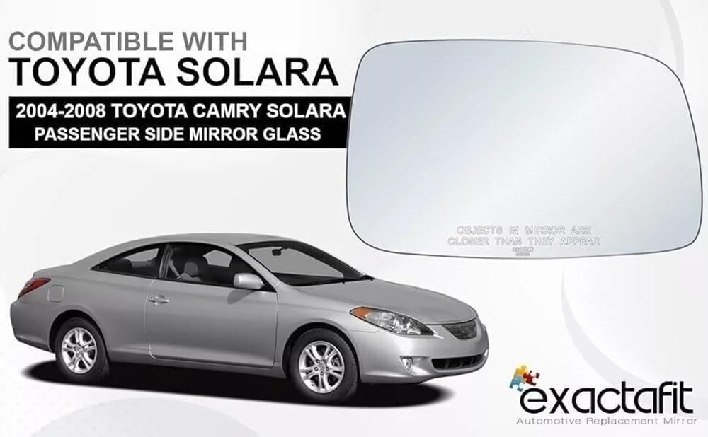 Passenger Side Mirror Glass Replacement For 2004 2005 2006 2007 2008 Toyota Solara Right Door Rear View Mirrors With Adhesives exactafit 8201R