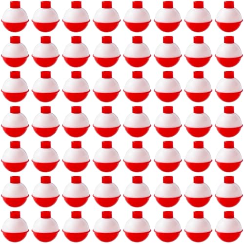 60 Pcs Fishing Bobbers Floats,1 in Hard ABS Fishing Bobbers,Round Snap-on Fishing Floats for Fishing Accessories,Fishing Party Decorations