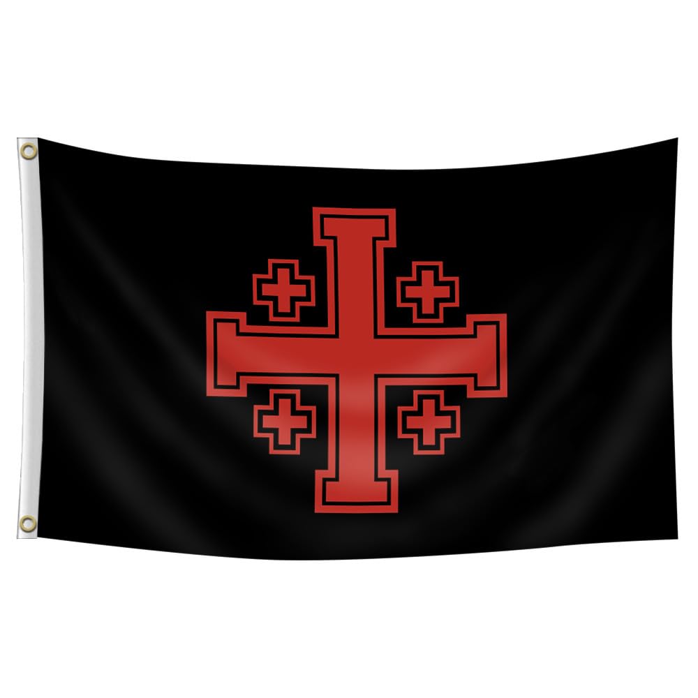 Red Jerusalem Crusaders Cross Flag 60x90cm Polyester Banner Backdrop Outdoor Flags Color:Red Jerusalem Crusaders Cross Flag