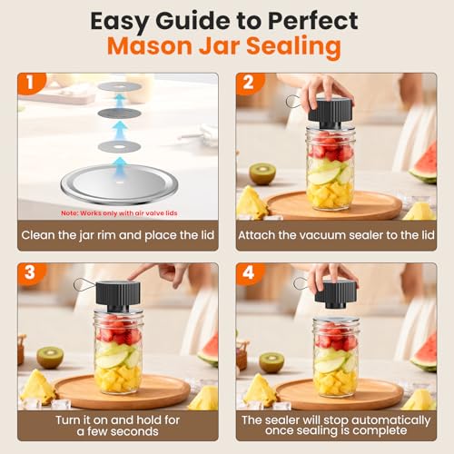 Image of Electric Mason Jar Vacuum Sealer, Upgraded Handheld Vacuum Sealer Kit for Food Storage, Cordless Jar Sealer for Wide & Regular Mouth Jars, Bags, Containers