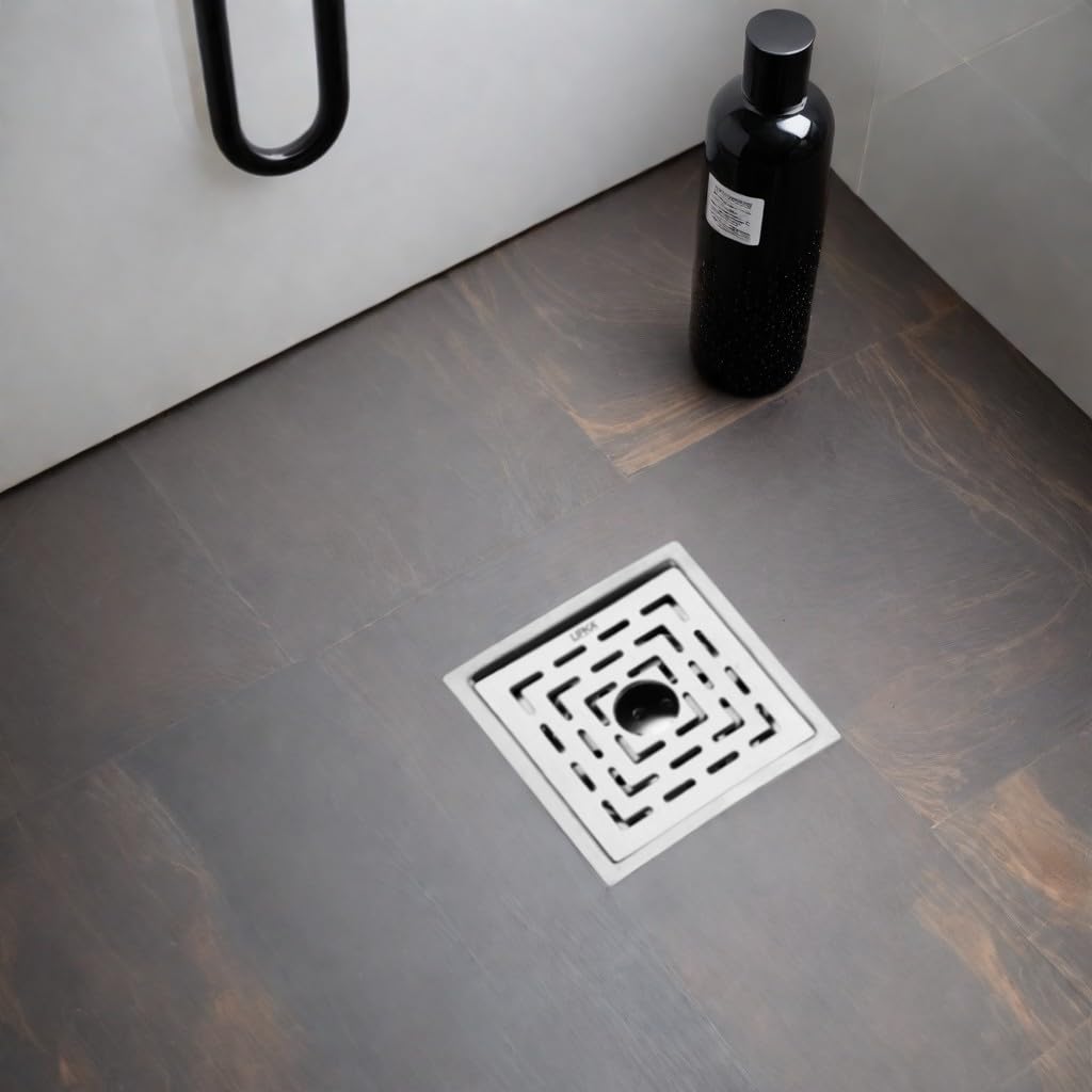 LIPKA Orange Exclusive Square Flat Cut Floor Drain with Hole | 6 x 6 Inches | 304-Grade Stainless Steel Floor Trap with Matte Finish | Drain Jali for Bathrooms with Cockroach Trap (B083GRZK5D) Amazon Price History, Amazon Price Tracker