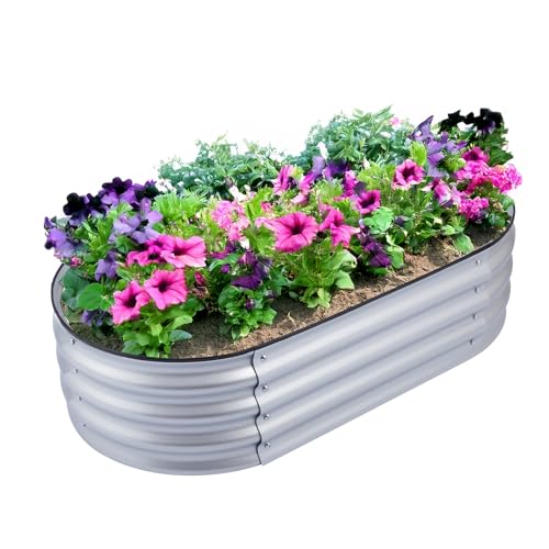 Backyard Expressions Home Galvanized Raised Garden Bed Kit 4x2x1ft, Planter