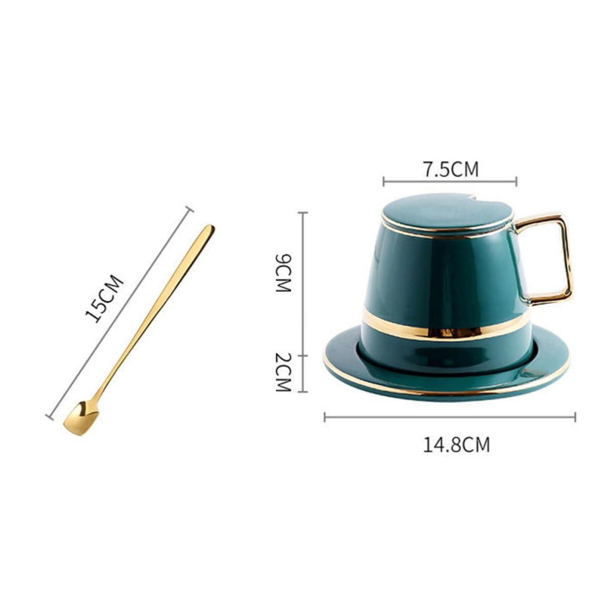 Set Tazzine Caffè in Ceramica Verde, Stile Europeo, per Ufficio