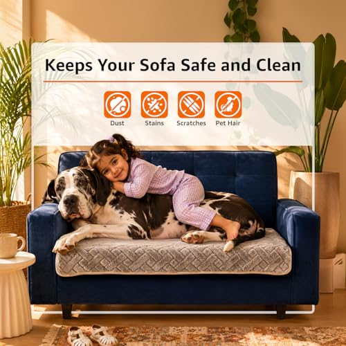 Image of Amazon Basics - Jacquard Quilted Make Your Own Sofa Cover |70 x 120 cm|Microfiber Sofa Slipcover | 350 GSM (2 Seater)