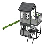 STATS SPORTS Casita de Madera para Niños con resbaladilla y Cocina Casa de Madera Infantil casita...